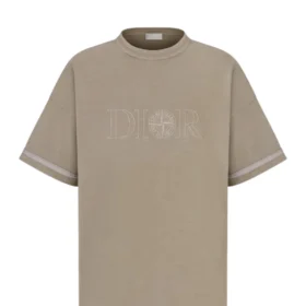 Dior And Stone Island T-Shirt, Oversized Fit Brown Cotton Jersey