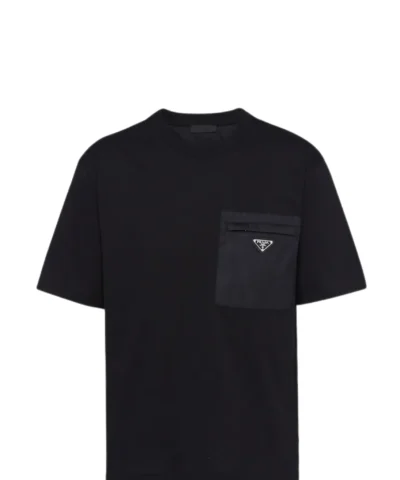 Prada Black Re-Nylon and jersey T-shirt