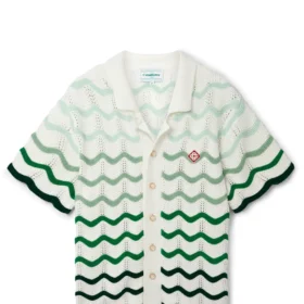 Casa Blanca Green Wavy Gradient Crochet Shirt