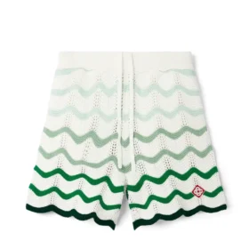 Casa Blanca Green Wavy Gradient Crochet Shorts