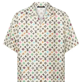 Louis Vuitton Monogram Printed Short-Sleeved Silk Shirt