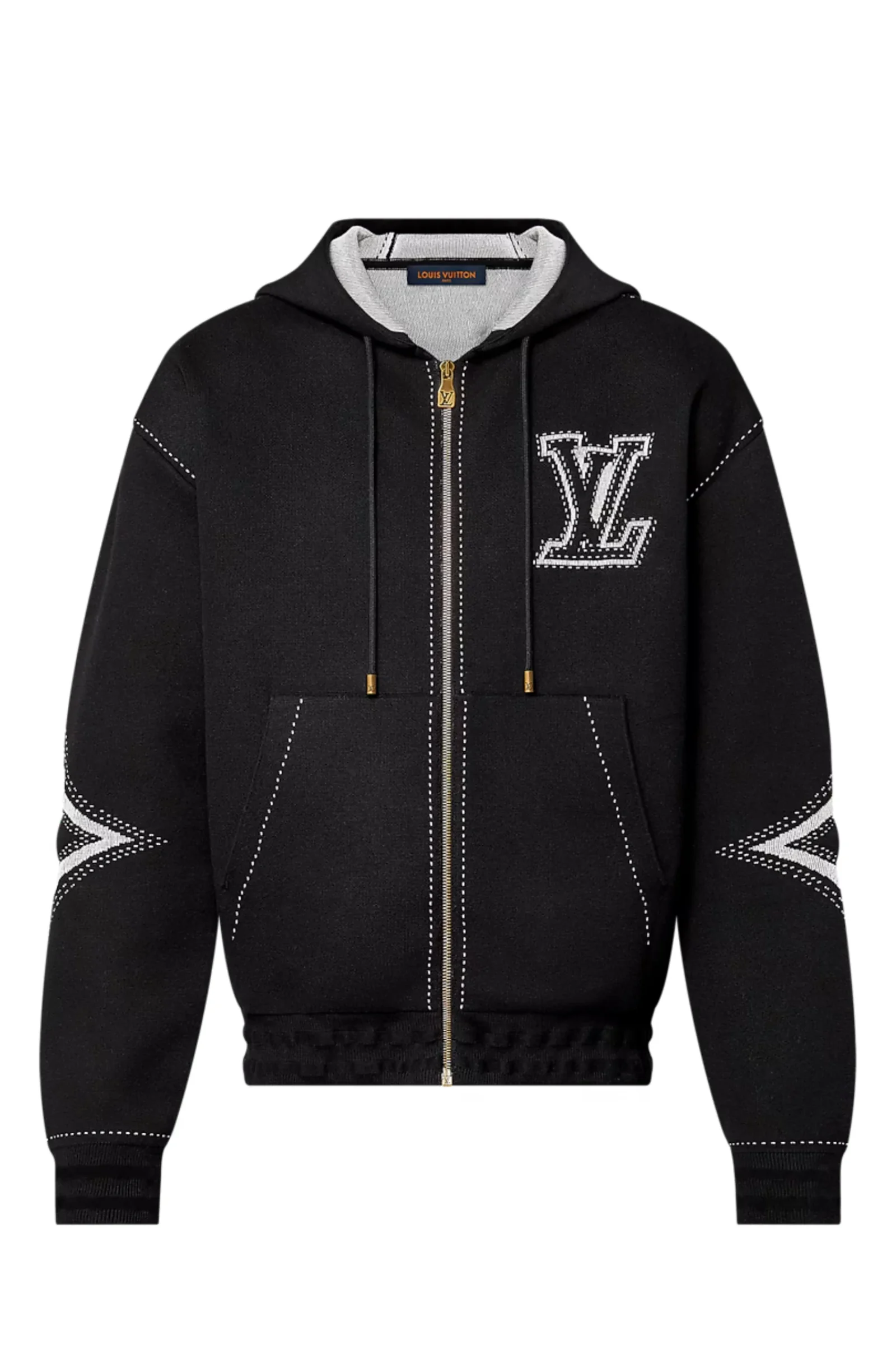 Louis Vuitton Graphic Intarsia Zipped Cotton Hoodie - Golden