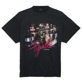 Balenciaga Women's Pigalle T-shirt Oversized in Black Faded