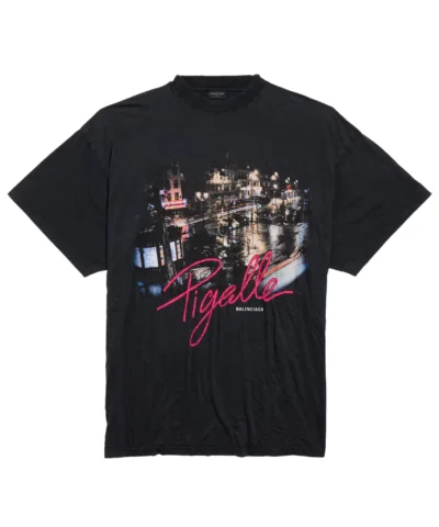 Balenciaga Women's Pigalle T-shirt Oversized in Black Faded