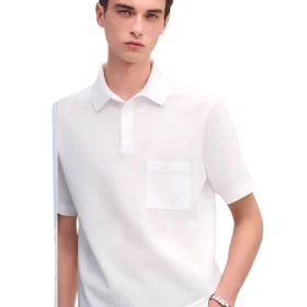 Hermes H embroidered buttoned blanc polo shirt