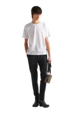 Prada White Stretch cotton T-shirt with logo – Bild 2