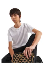 Prada White Stretch cotton T-shirt with logo – Bild 3