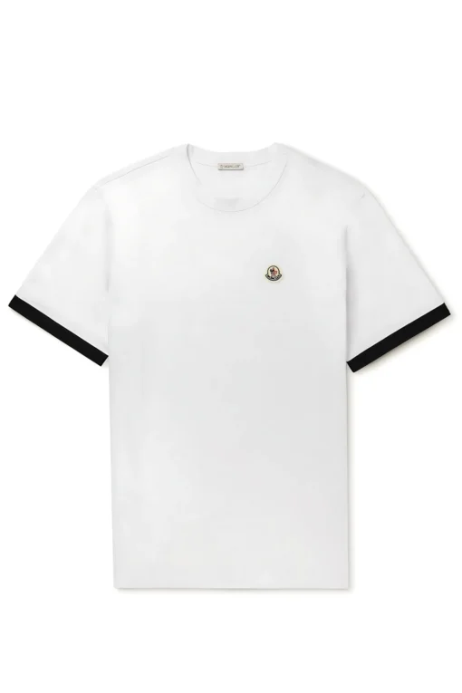 *Moncler Logo-Appliquéd Cotton-Jersey T-Shirt - White - Image 1