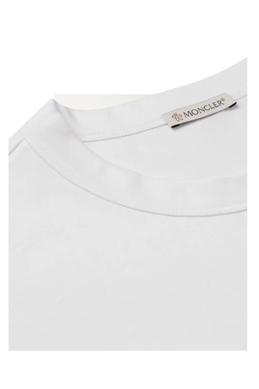*Moncler Logo-Appliquéd Cotton-Jersey T-Shirt - White - Image 5