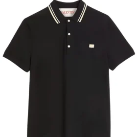 VALENTINO Cotton Piqué Polo Shirt With Vlogo Patch Black