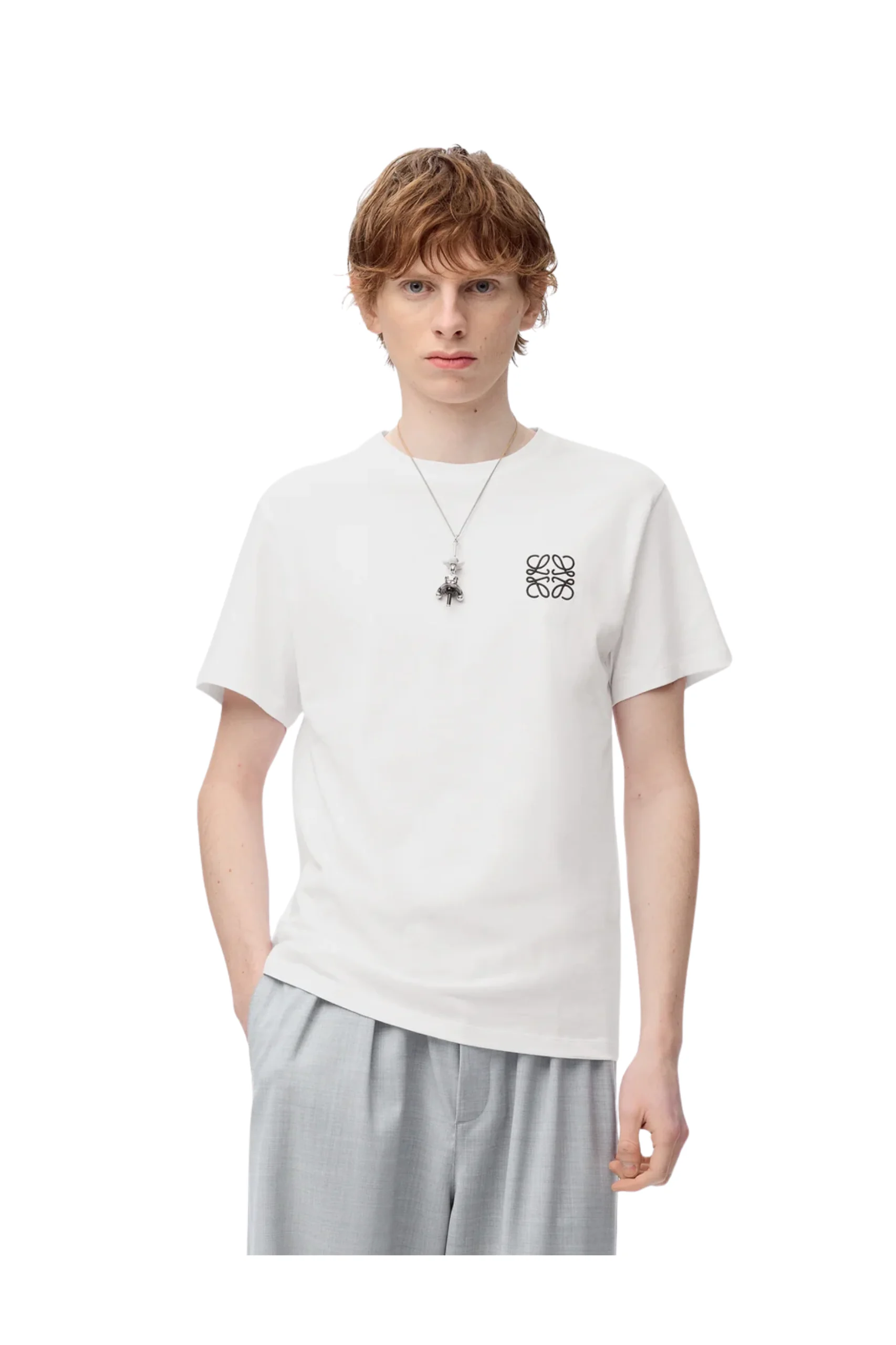 (XXX) H526Y22X75_3 Loewe Regular fit white T-shirt in cotton - Image 3
