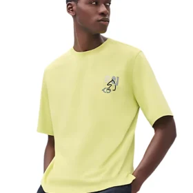 Hermes "H Puzzle" Lime t-shirt with leather detail