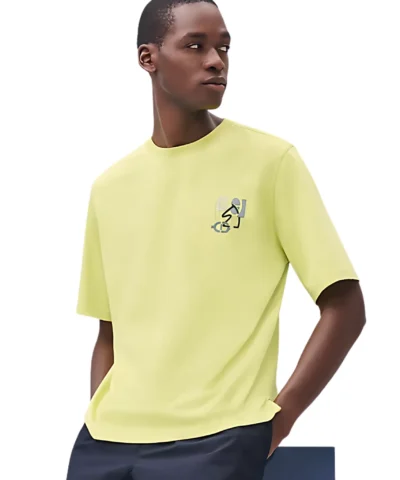 Hermes "H Puzzle" Lime t-shirt with leather detail