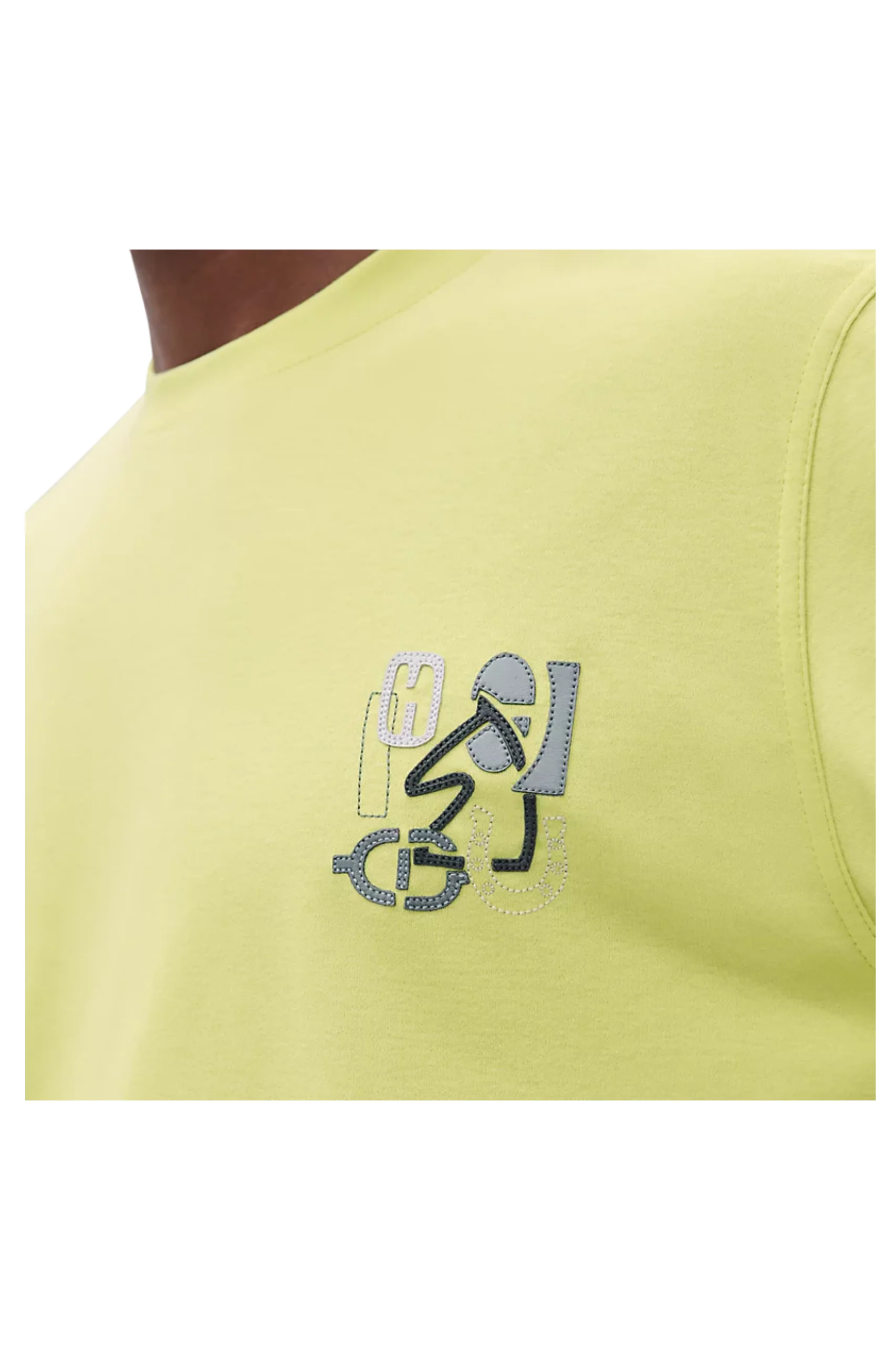 (XXX) H557930HA2TME_3 Hermes "H Puzzle" Lime t-shirt with leather detail - Image 3
