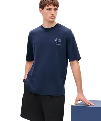 *Hermes "H Puzzle" océan t-shirt with leather detail