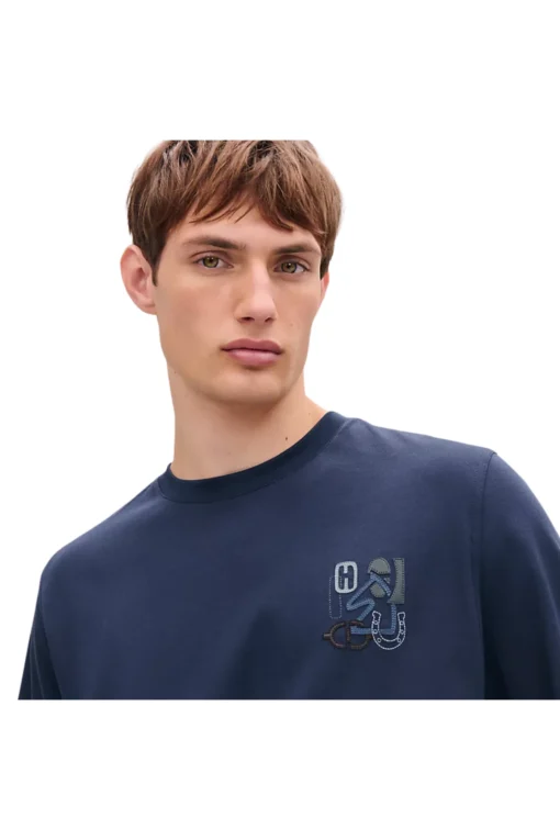 *Hermes "H Puzzle" océan t-shirt with leather detail - Image 3