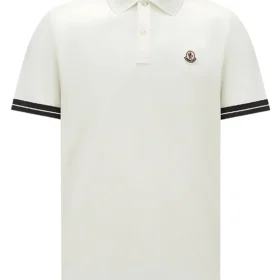 *Moncler Logo White Cotton Piquet Polo Shirt