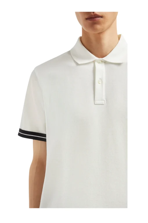 *Moncler Logo White Cotton Piquet Polo Shirt – Bild 6