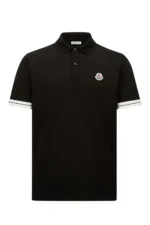 *Moncler Logo Black Cotton Piquet Polo Shirt