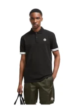 *Moncler Logo Black Cotton Piquet Polo Shirt – Bild 2