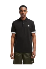 *Moncler Logo Black Cotton Piquet Polo Shirt – Bild 3
