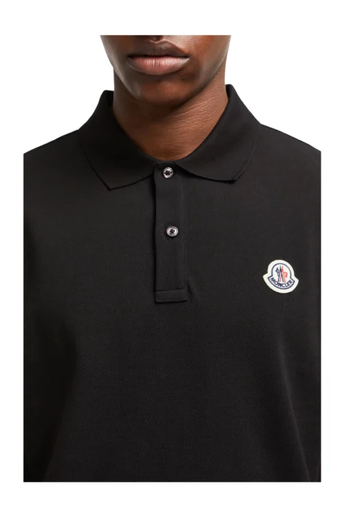 *Moncler Logo Black Cotton Piquet Polo Shirt – Bild 6