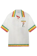 Casa Blanca Leaning Column Short Sleeve Silk Shirt