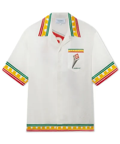 Casa Blanca Leaning Column Short Sleeve Silk Shirt