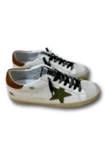 GOLDEN GOOSE Men's Super-Star with star in olive green canvas