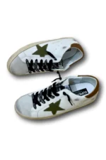 GOLDEN GOOSE Men's Super-Star with star in olive green canvas - Image 3