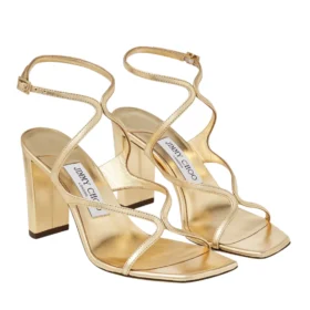 Azie 85  Gold Metallic Nappa Leather Sandals