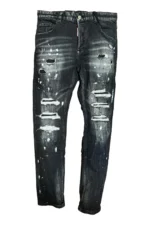 Dsquared2 Black Destroyed Paint Splash Denim