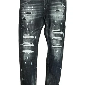 Dsquared2 Black Destroyed Paint Splash Denim
