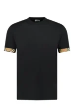 Burberry 'Ellison' Organic Cotton Check Sleeve Black