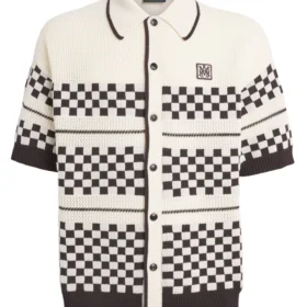 AMIRI Wool-Blend Mesh Check Shirt