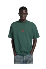 Balenciaga Men's Laurel Classic Medium Fit T-shirt in Dark Green/red – Bild 5