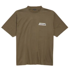 Balenciaga Men's Masking Tape Medium Fit T-shirt in Khaki