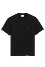 Ami Black Cotton Red Ami De Coeur Tshirt
