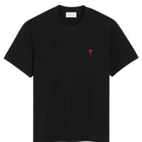 Ami Black Cotton Red Ami De Coeur Tshirt
