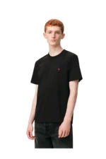 Ami Black Cotton Red Ami De Coeur Tshirt – Bild 6