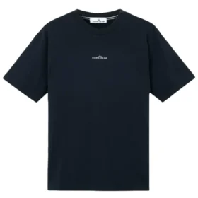 STONE ISLAND - Regular fit short-sleeved T-shirt with Industrial print, Navy
