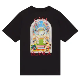 Casablanca Black Tennis Landscape Short Sleeve T‑Shirt