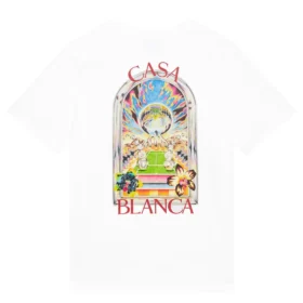Casablanca White Tennis Landscape Short Sleeve T‑Shirt