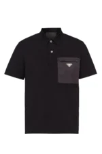 Prada Stretch cotton polo shirt with Re-Nylon details