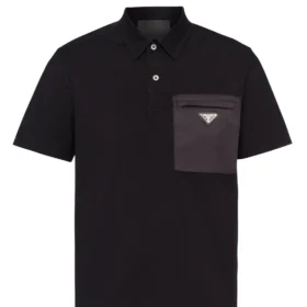 Prada Stretch cotton polo shirt with Re-Nylon details