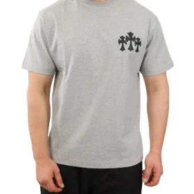 Chrome Heart Men's Cross Cemetery Graphic T-Shirt Grey