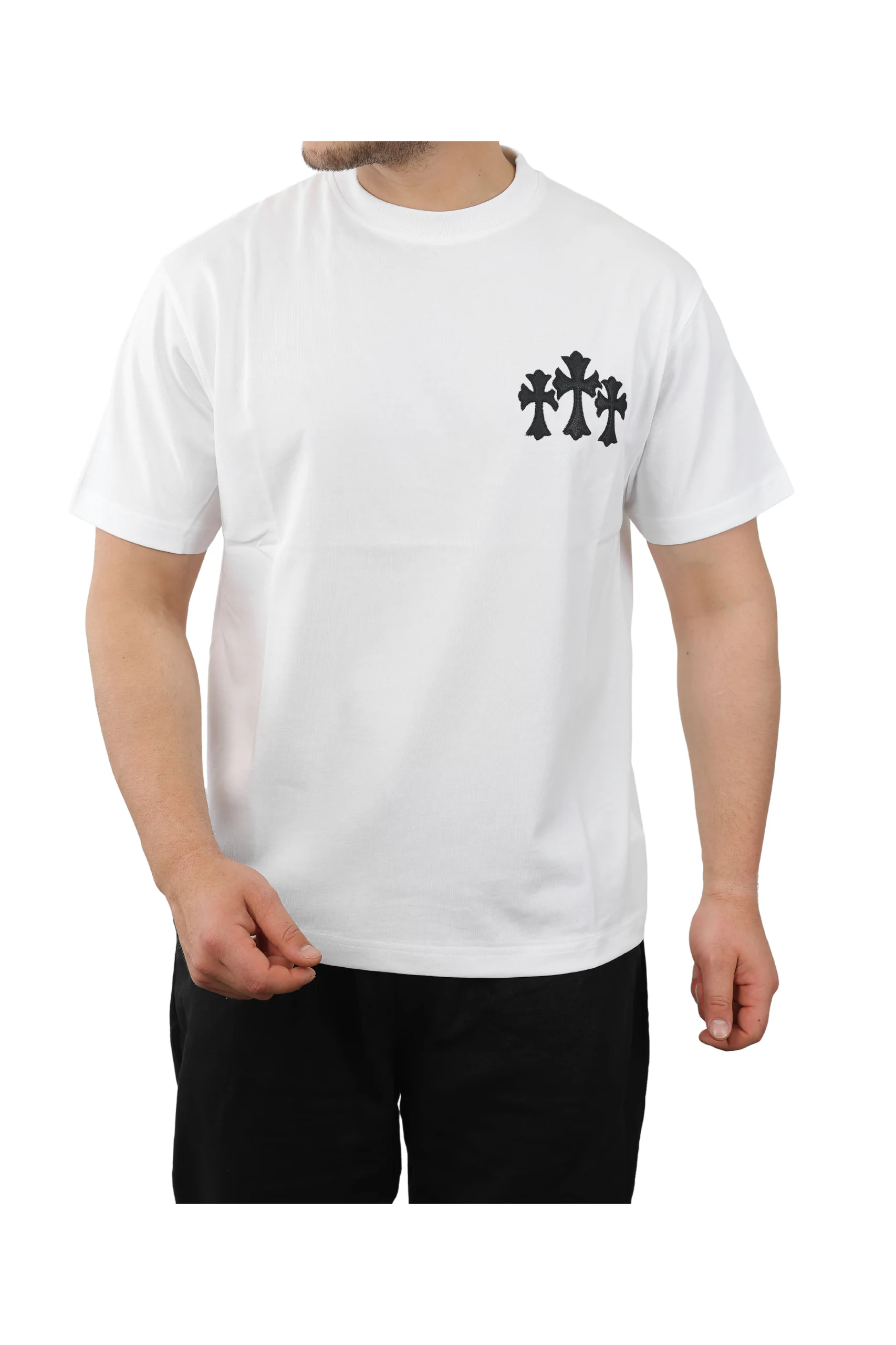 1 Chrome Heart Men's Cross Cemetery Graphic T-Shirt in White – Bild 1