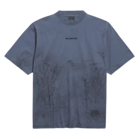 Balenciaga Men's  Back Medium Fit T-shirt in Faded Dark Blue/black