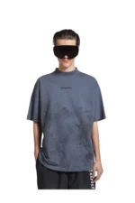 Balenciaga Men's  Back Medium Fit T-shirt in Faded Dark Blue/black – Bild 5