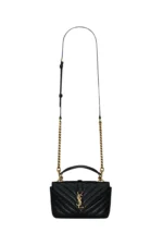 Saint Laurent College mini chain bag in shiny crackled leather